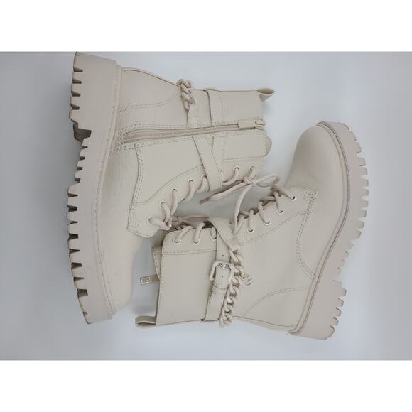 Guess Combat Boots Cream 6.5 Lace Chain - Picture 8 of 10